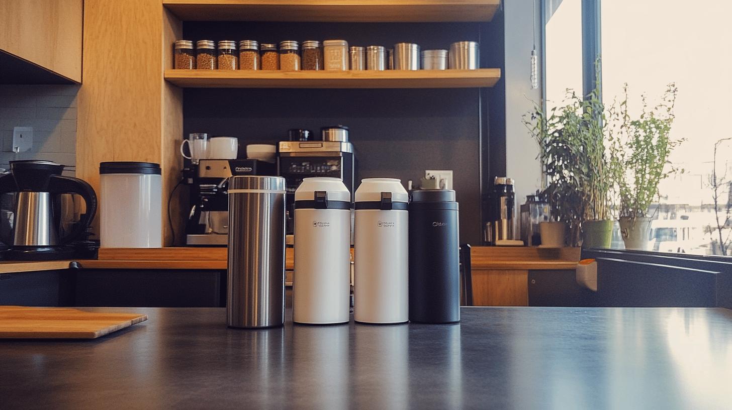 tumblers on a kitchen countertop - best water purification system for small businesses 