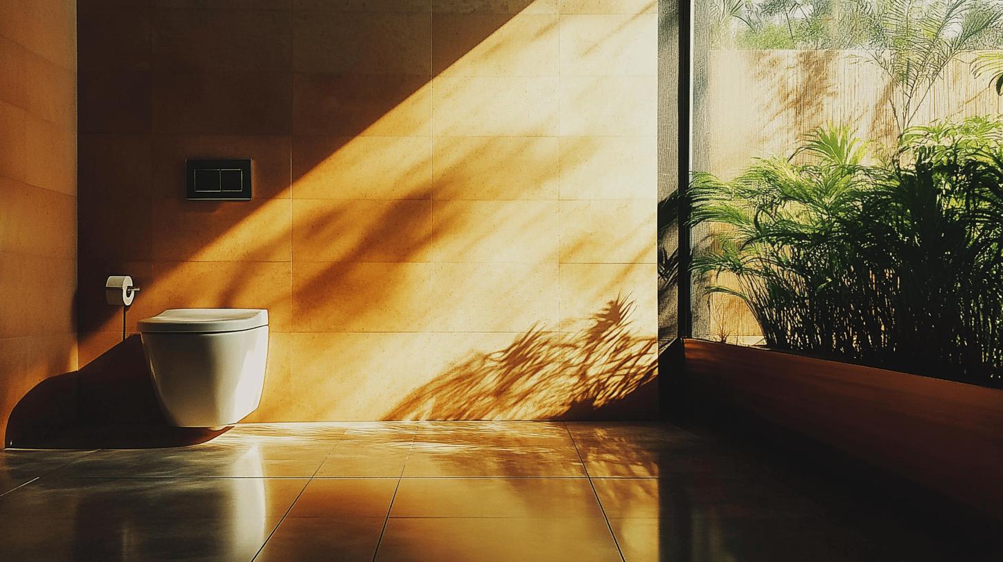 toilet in nice bathroom - what type of fixtures use the water least water?