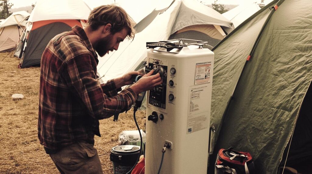 man checking on heater - best pipe insulation for hot water efficiency