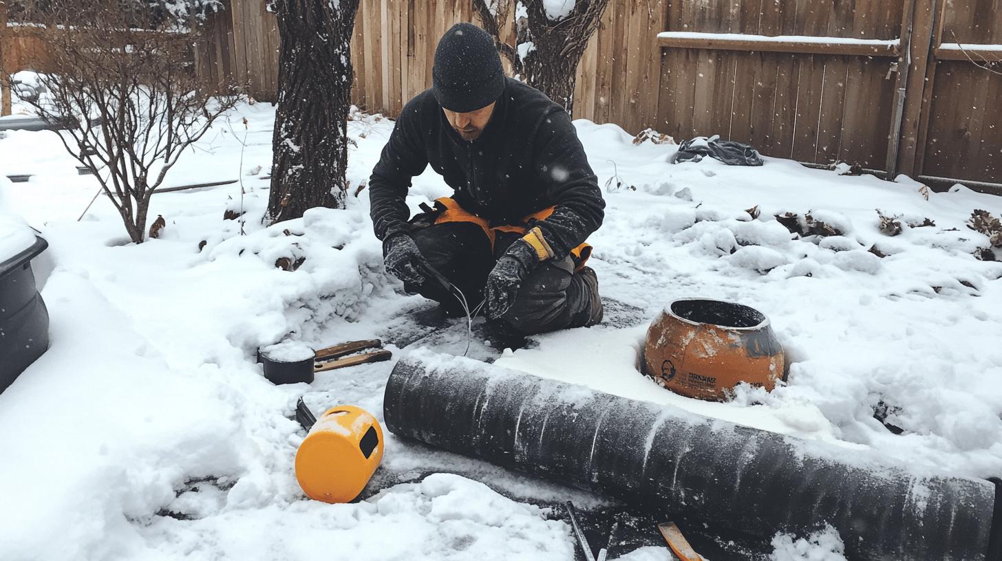 man in snow with pipe - what do you cover your pipes with