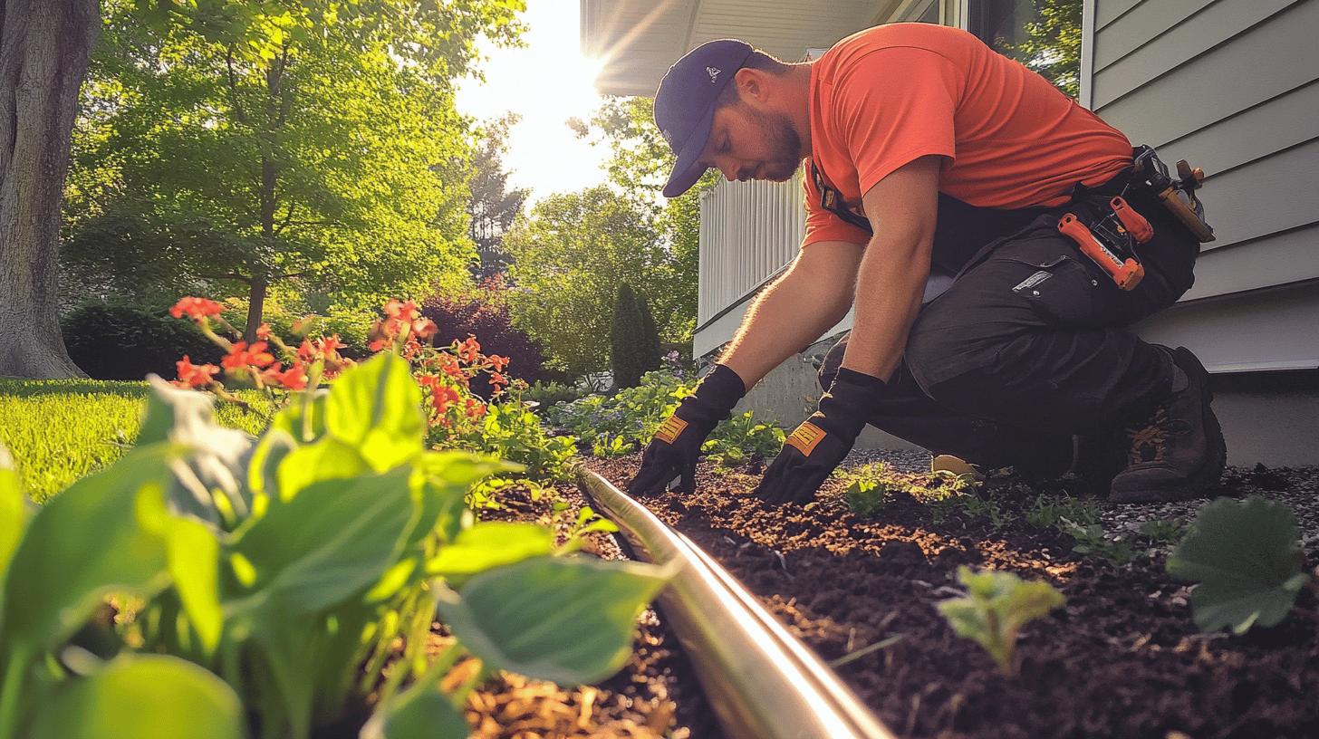 man in a garden - how to drain gutters away: simple solutions