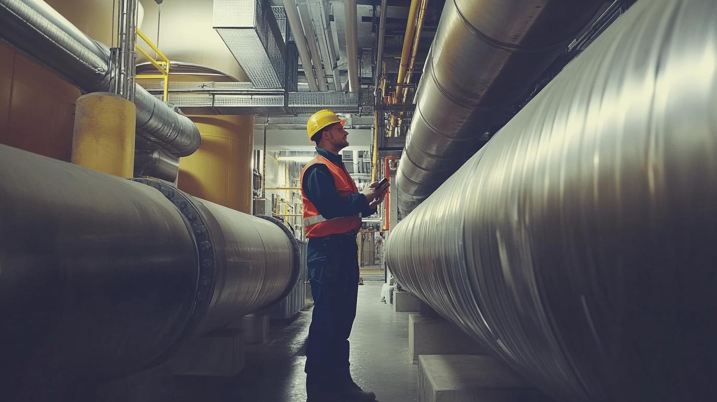 man checking in pipes - difference between commercial and industrial plumbing