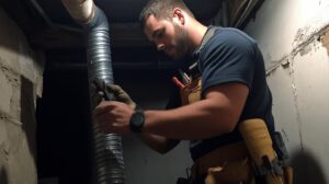 man fixing vent - types of vents in plumbing: enhance efficiency