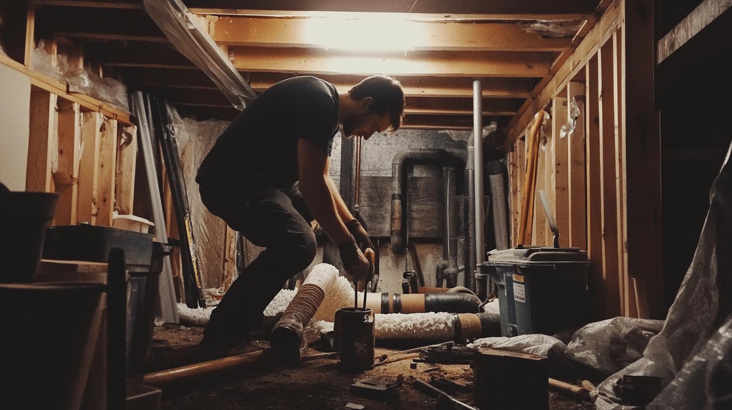 man in a basement fixing something - cheap ways to winterize your home