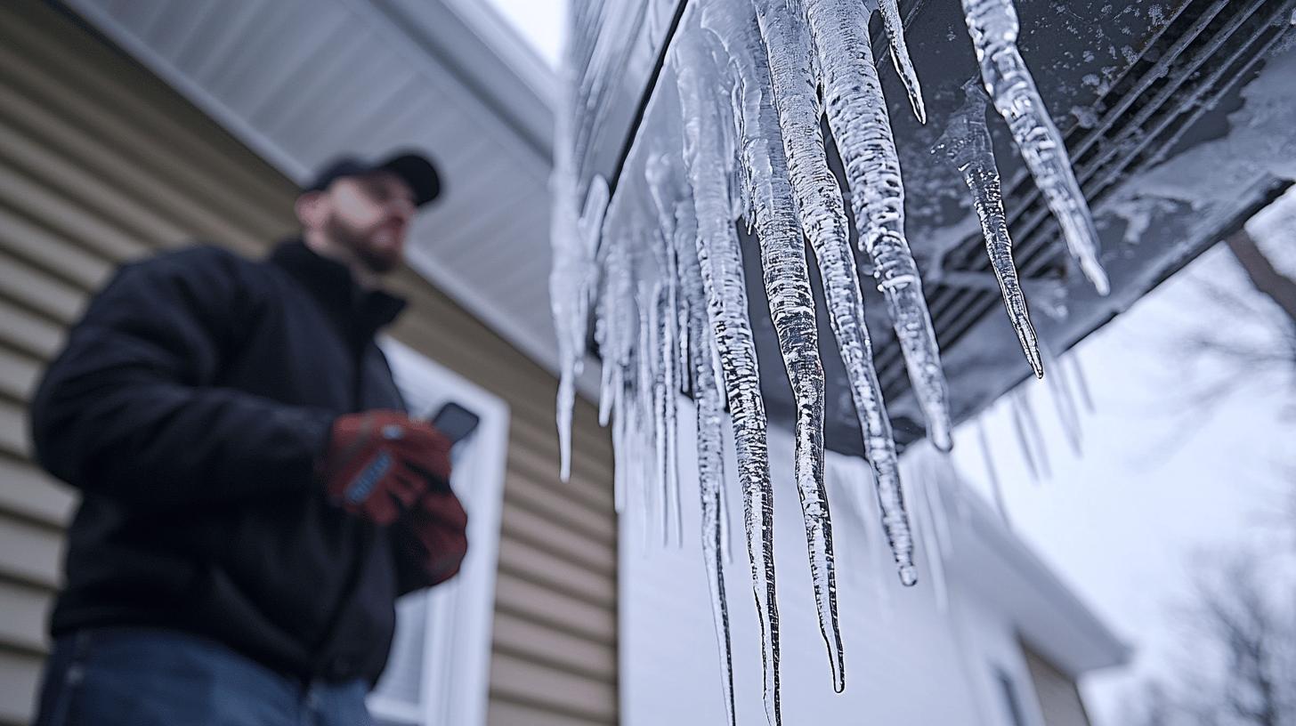 A plumber in front of a frozen HVAC system.jpg